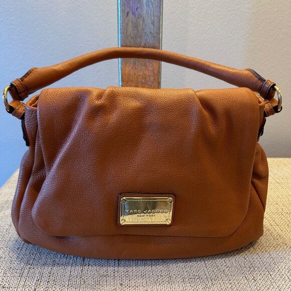 MARC BY MARC JACOBS Orange Leather Satchel Shiny Classic Q Lil Ukita - Picture 1 of 9